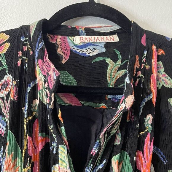 BANJANAN Ruffle Mini Dress Size Medium Multicolor Tropical Vibrant Colorful - Picture 4 of 9